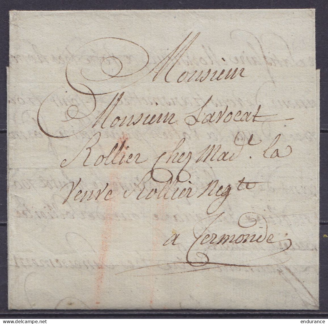 L. Datée 11 Février 1806 De GAND Par Porteur Pour TERMONDE - Port "II" à La Craie Rouge - 1794-1814 (French Period)