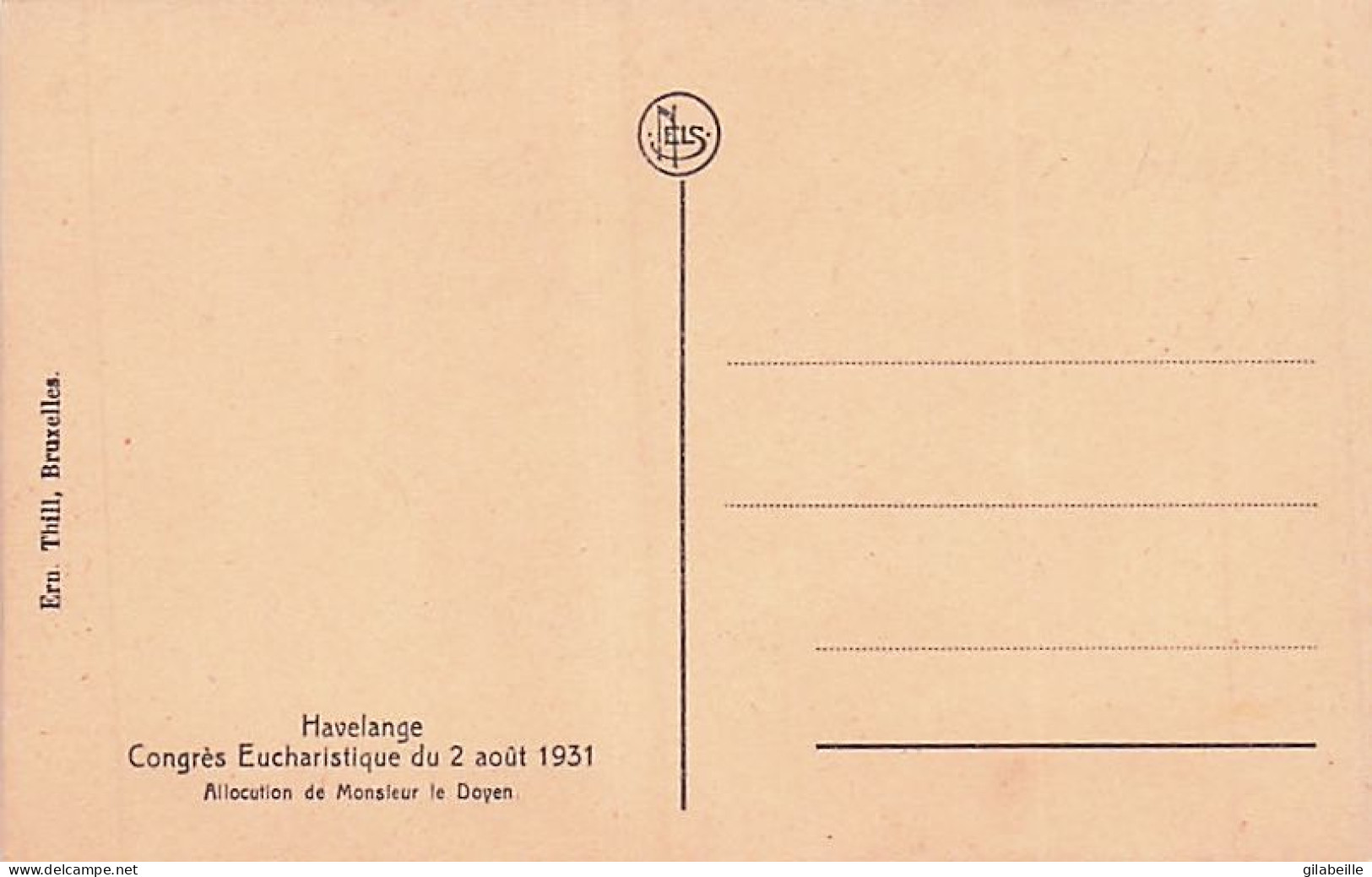 Namur - Havelange - Congrès Eucharistique Du 2 Août 1931 -   Allocution De Monsieur Le Doyen - Havelange