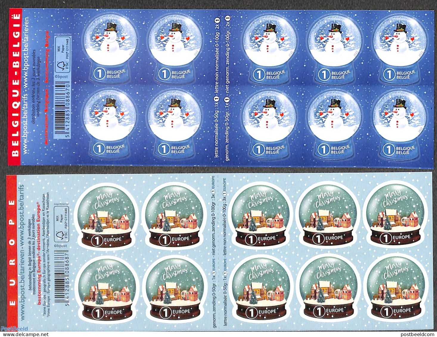 Belgium 2022 Christmas, 2 Booklets S-a, Mint NH, Religion - Christmas - Ungebraucht