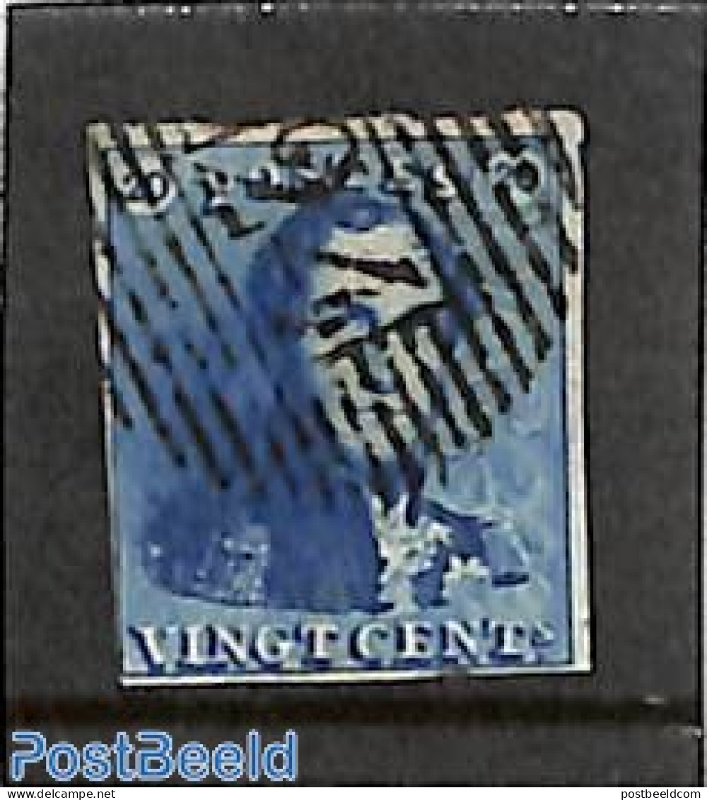 Belgium 1849 20c Blue, Used, Used Stamps - Gebraucht