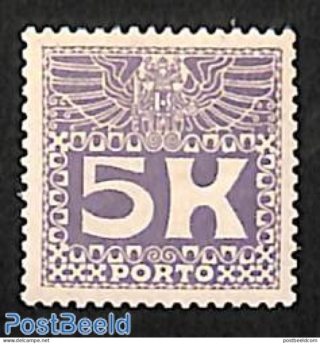 Austria 1911 5K, Postage Due, Stamp Out Of Set, Unused (hinged) - Other & Unclassified