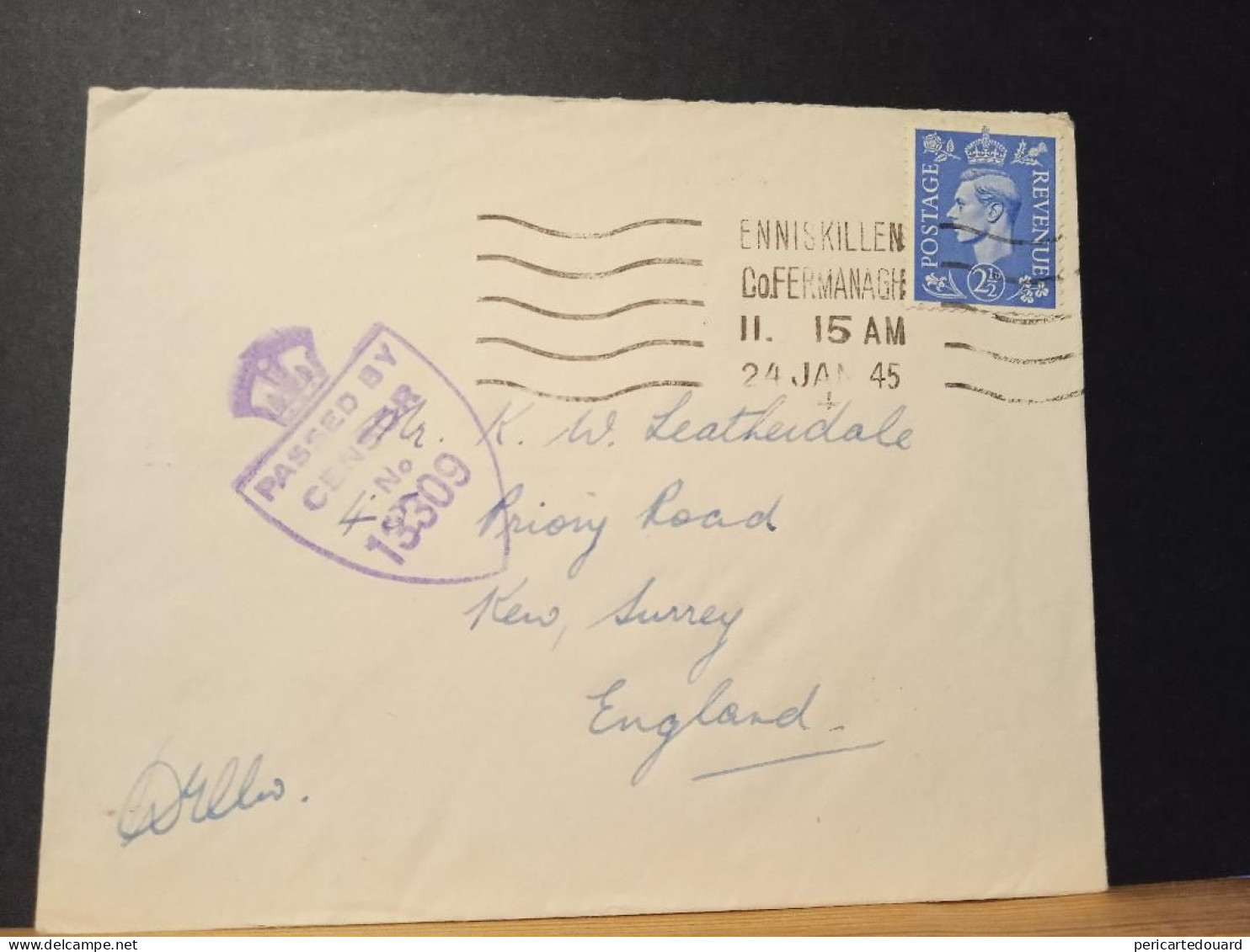 GB, Passed By Censor 13309, Le 24 Janvier 1945 - Lettres & Documents