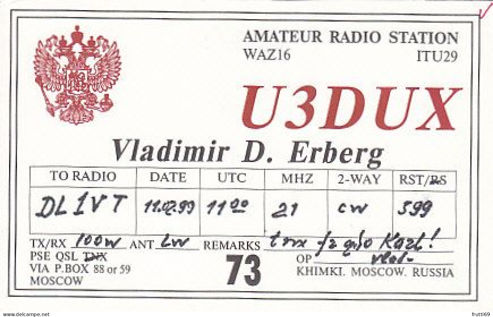 AK 210572 QSL - Russia - Khimki - Radio Amateur