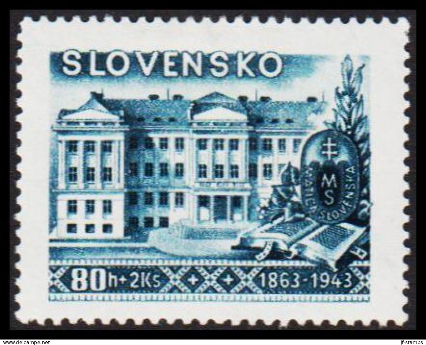 1943. SLOVENSKO Culture 80 H Hinged.  (Michel 130) - JF545999 - Neufs