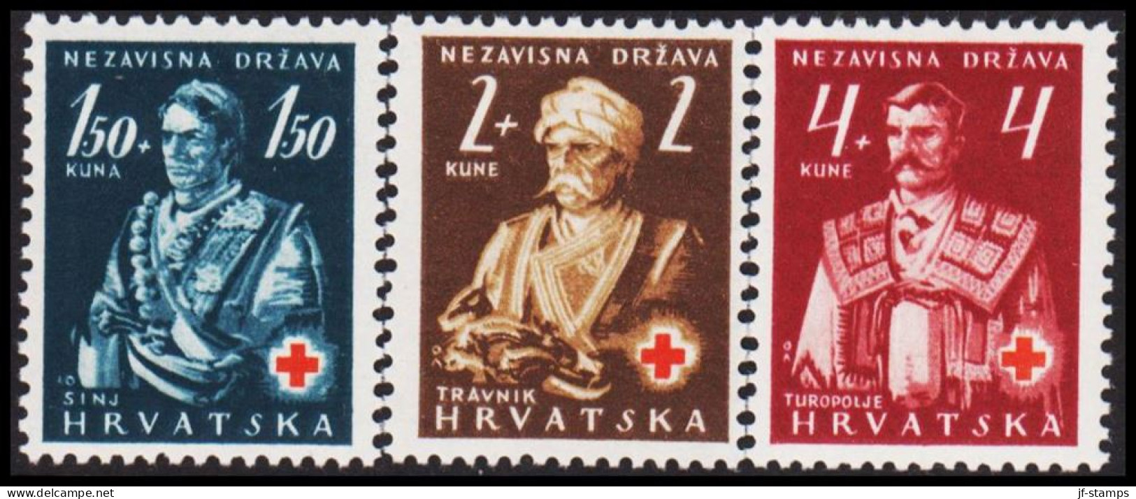 1941. HRVATSKA Red Cross Complete Set Hinged.  (Michel 66-68) - JF546040 - Croatie