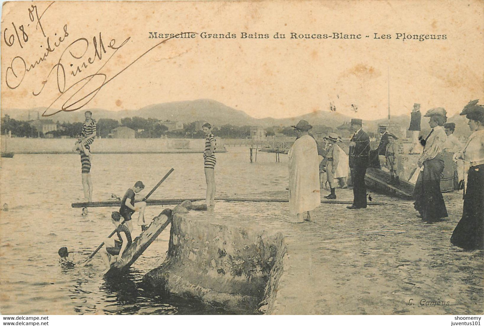 CPA Marseille Grands Bains Du Roucas Blanc-Les Plongeurs-Timbre     L1269 - Endoume, Roucas, Corniche, Beaches