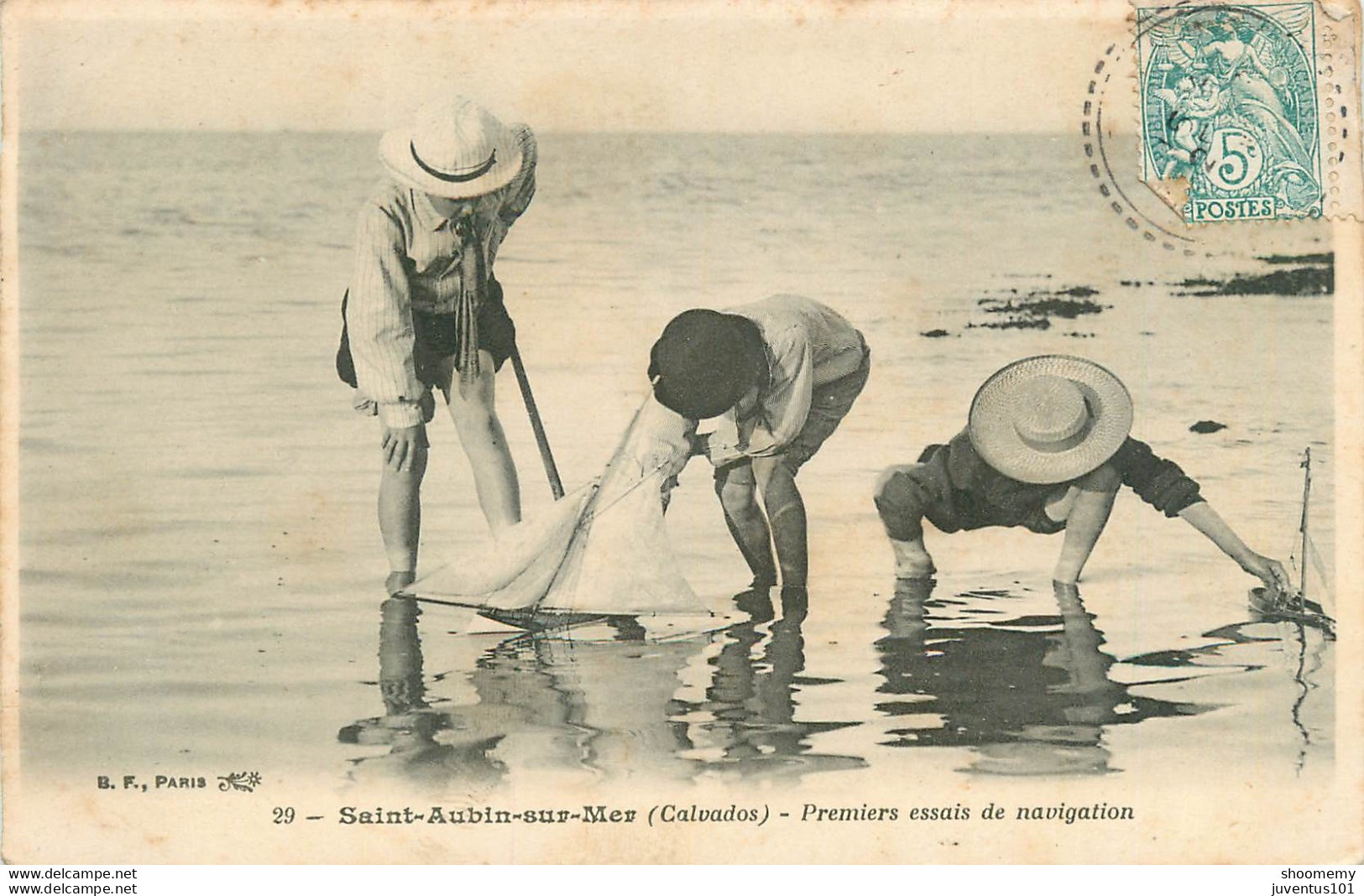 CPA Saint Aubin Sur Mer-Premiers Essais De Navigation-29-Timbre    L1703 - Saint Aubin