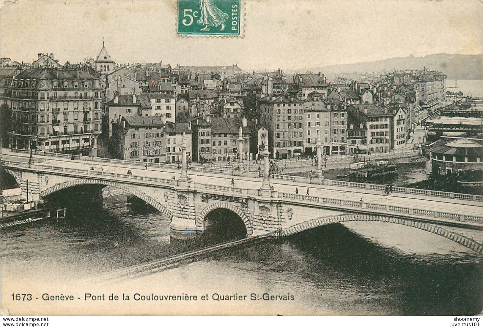 CPA Genève-Pont De La Coulouvrenière Et Quartier St.Gervais-Timbre      L2153 - Genève