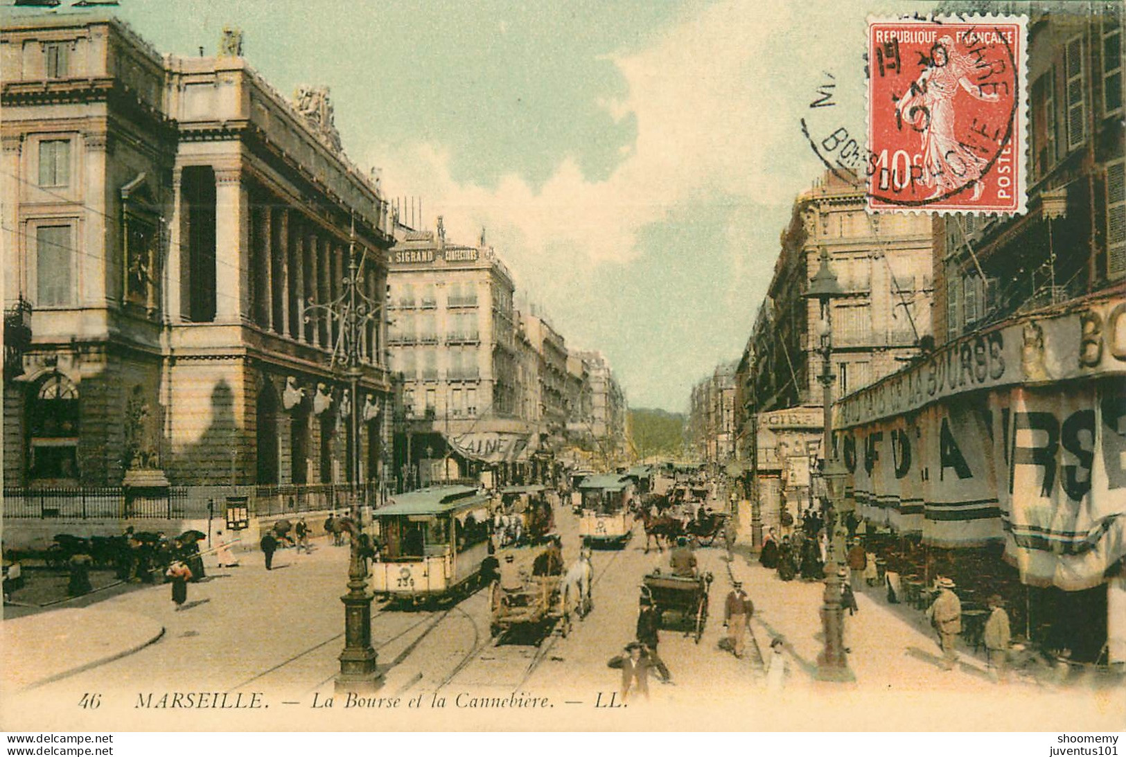 CPA Marseille-La Bourse Et La Canebière-Timbre      L2144 - The Canebière, City Centre