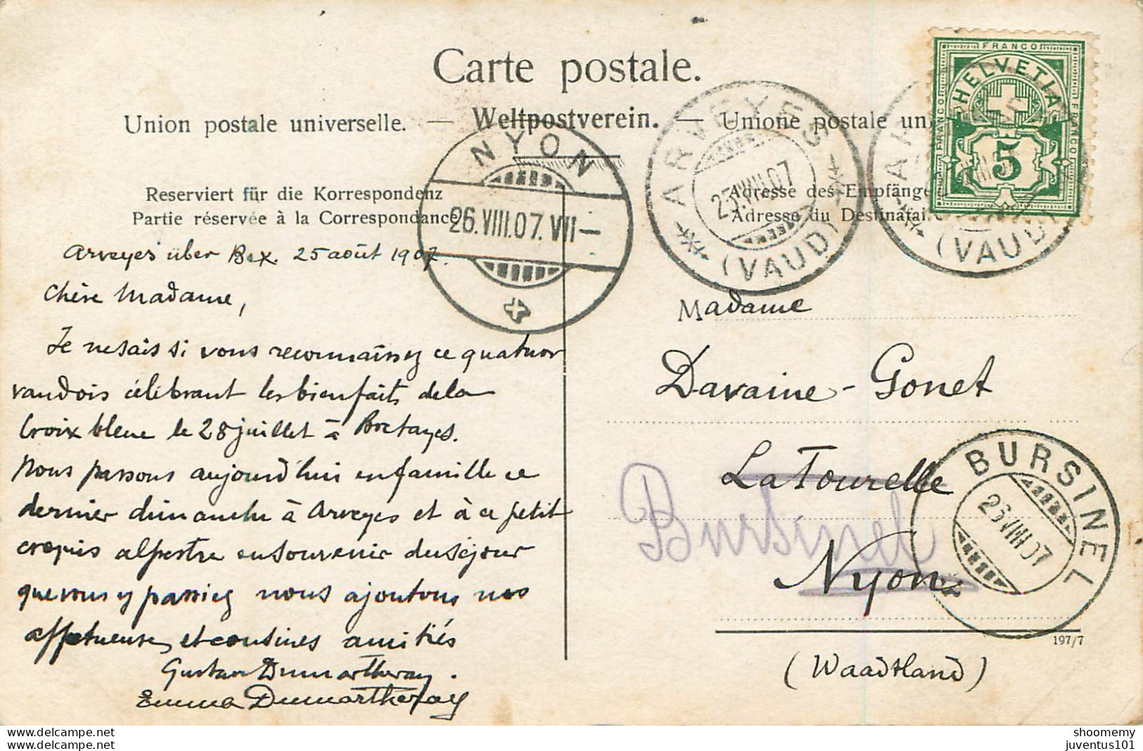 CPA à Identifier-Bretaye ????-28 Juillet 1907-Col à Ollon-Timbre     L2168 - Ollon