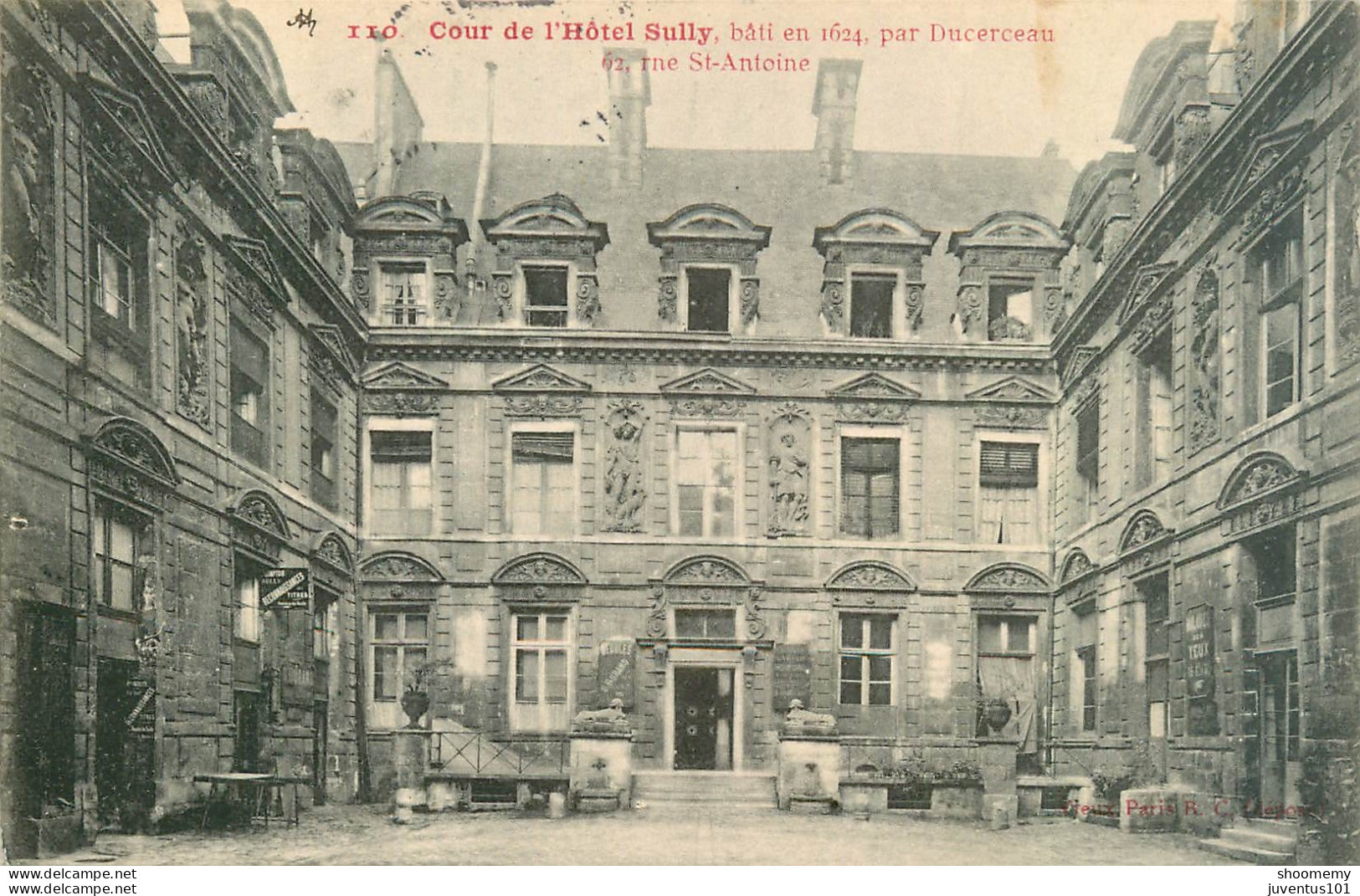 CPA Paris-Cour De L'hôtel Sully Rue St Antoine-110-Timbre      L2234 - Pubs, Hotels, Restaurants