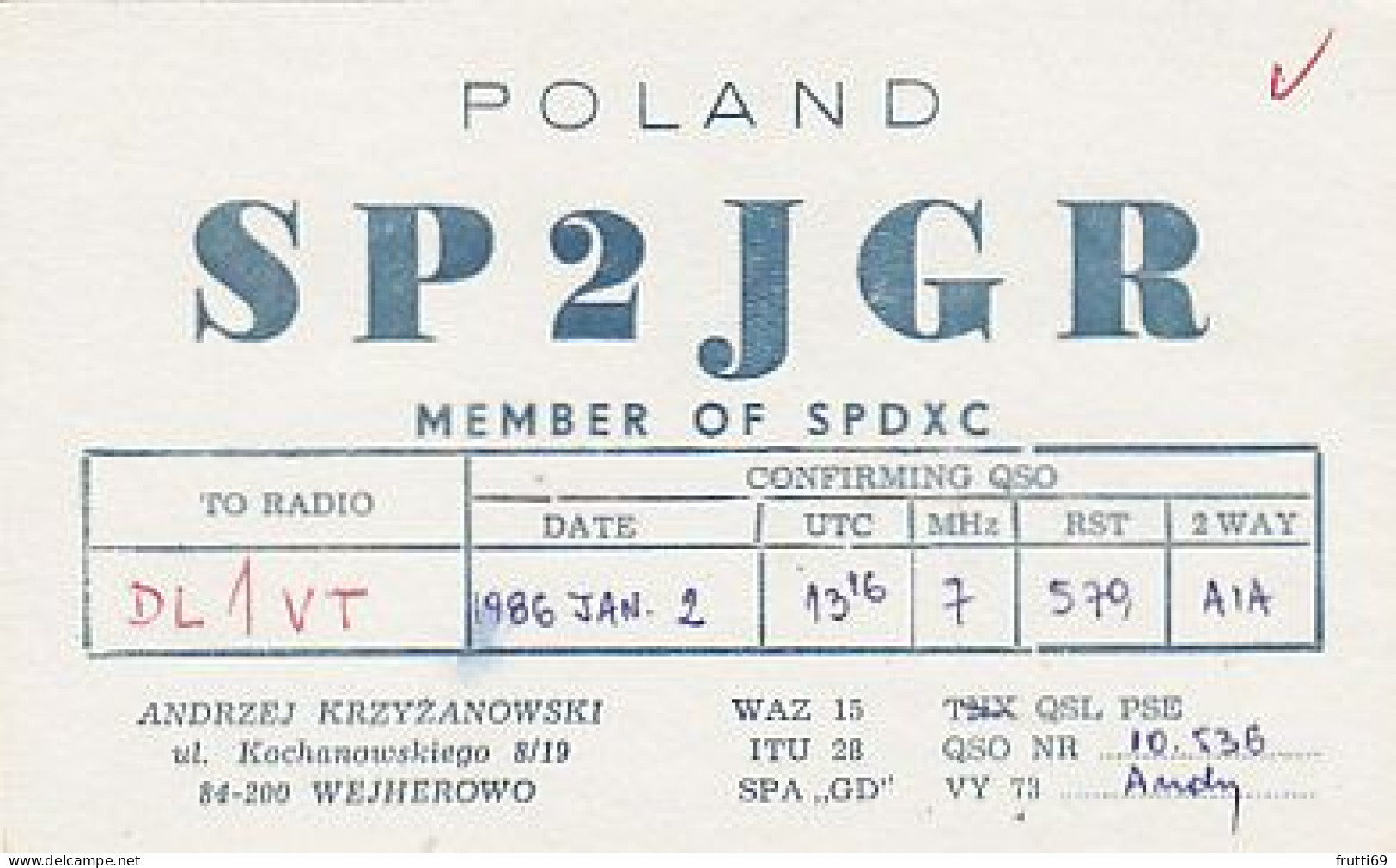 AK 210640 QSL - Poland - Wejherowo - Radio-amateur