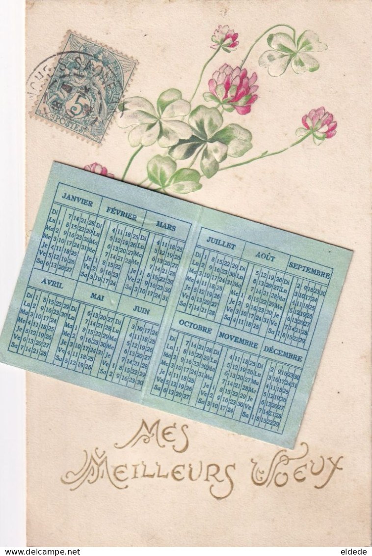 Mechanical Card Opening Calendar 1905 With Embossed Flower And Pretty Girl Aluminium. Calendrier Art Nouveau - A Systèmes