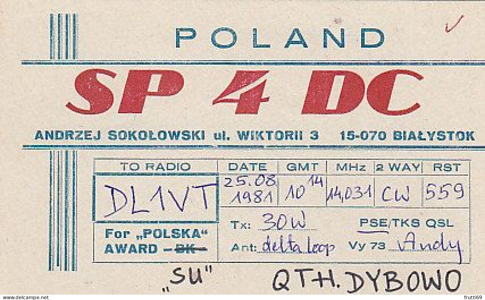 AK 210657 QSL - Poland - Bialystok - Radio-amateur