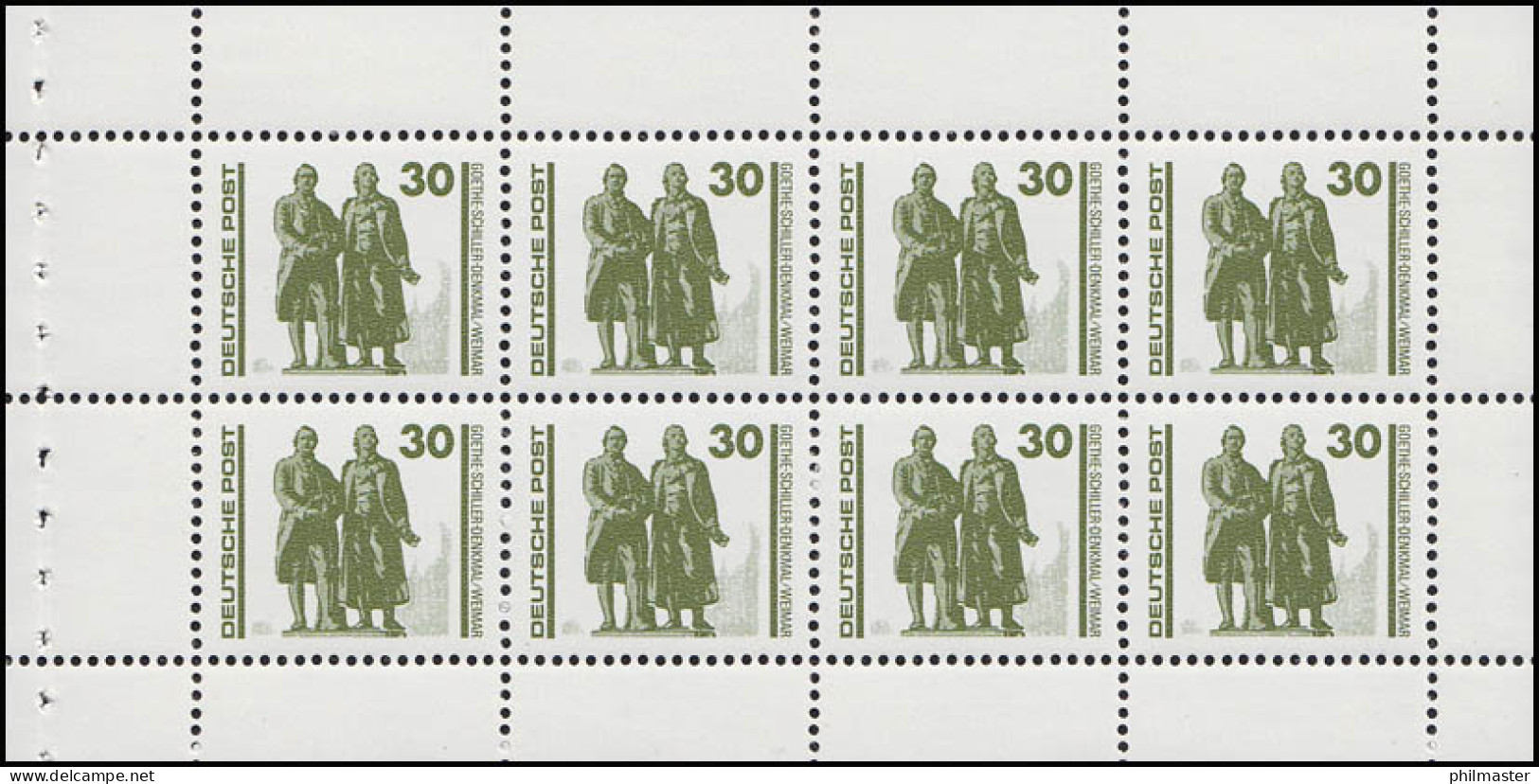 HBl. 20 Aus MH 10 Bauwerke Und Denkmäler, PLF: Weißer Fleck, Feld 1, ** - Variétés Et Curiosités