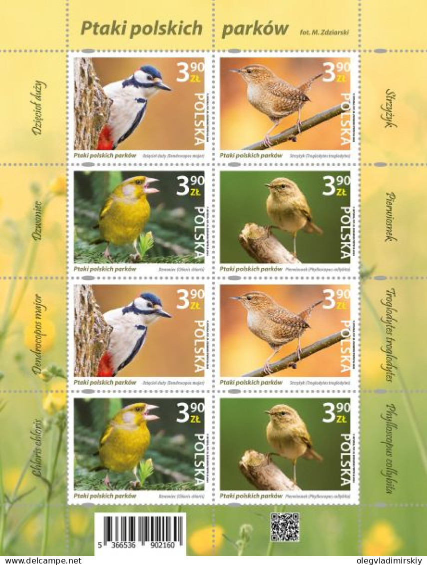 Poland Polen Pologne 2024 Birds Of Parks 2 Sets In Sheetlet MNH - Blocs & Feuillets