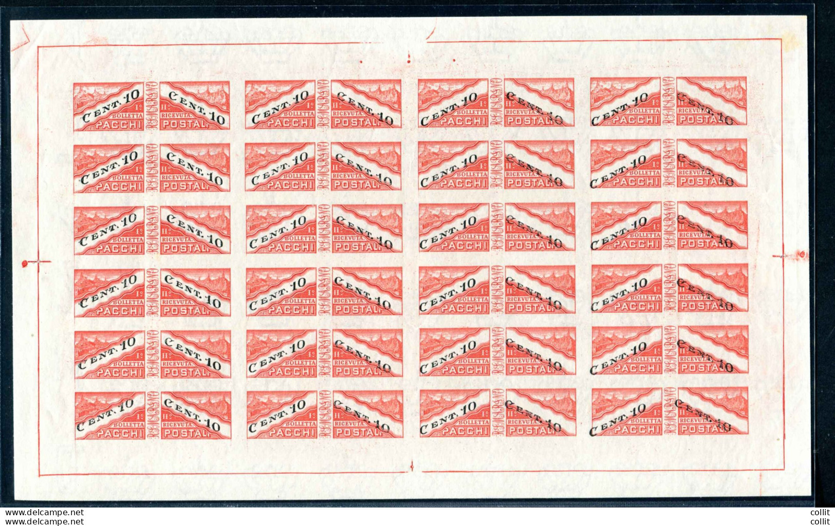 Pacchi Postali Cent. 10 Foglio Varietà 3 - Unused Stamps