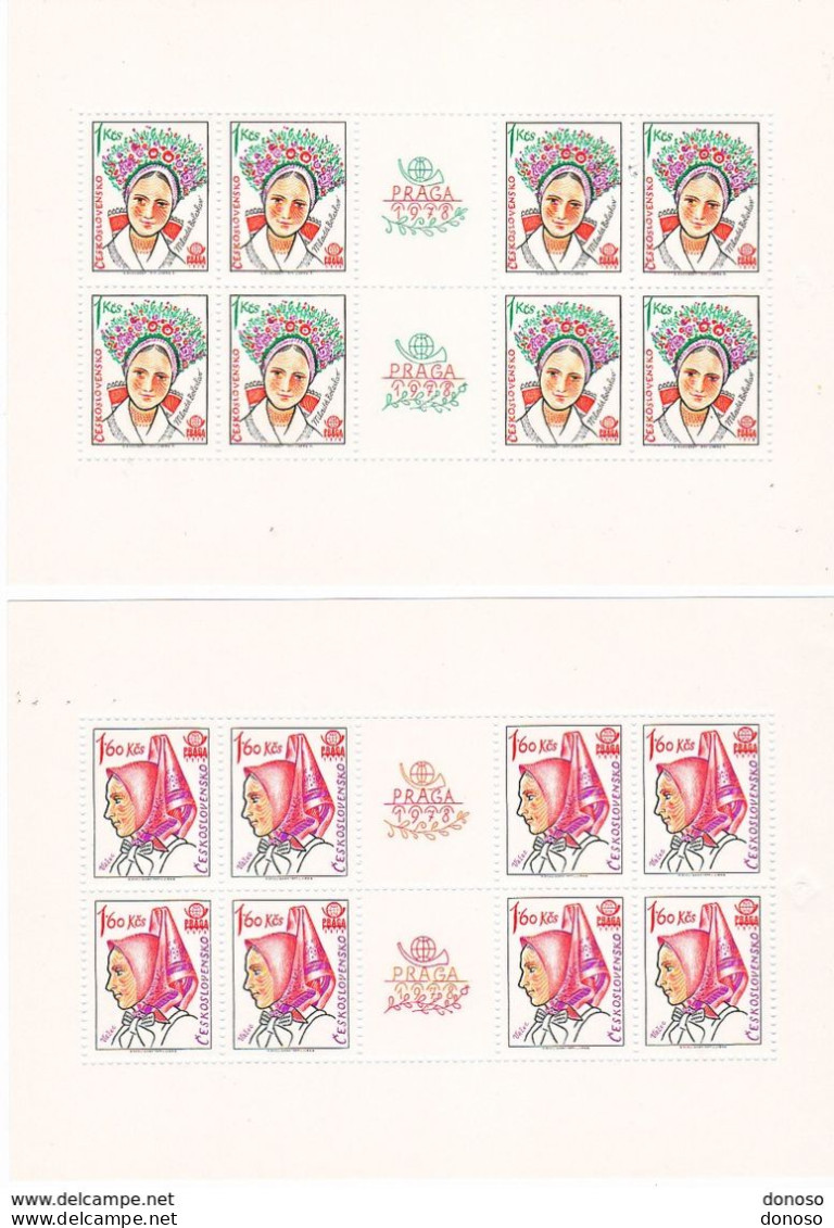 TCHECOSLOVAQUIE 1977 COIFFES 4 FEUILLES DE 8  Yvert 2223-2226, Michel 2387-2390 KB NEUF** MNH Cote 50 Euros - Nuovi