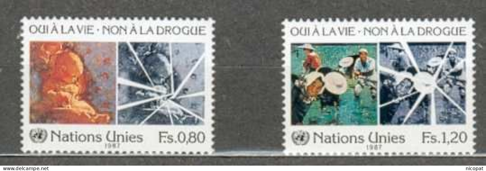 ONU GENEVE MNH ** 156-157 Lutte Contre Le Trafic De Drogue Enfant Ouvrier Agricole - Ungebraucht