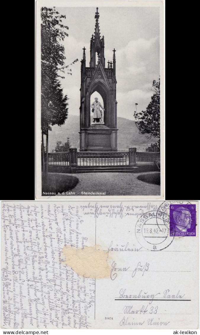 Ansichtskarte Nassau (Lahn) Partie Am Steindenkmal 1942  - Nassau