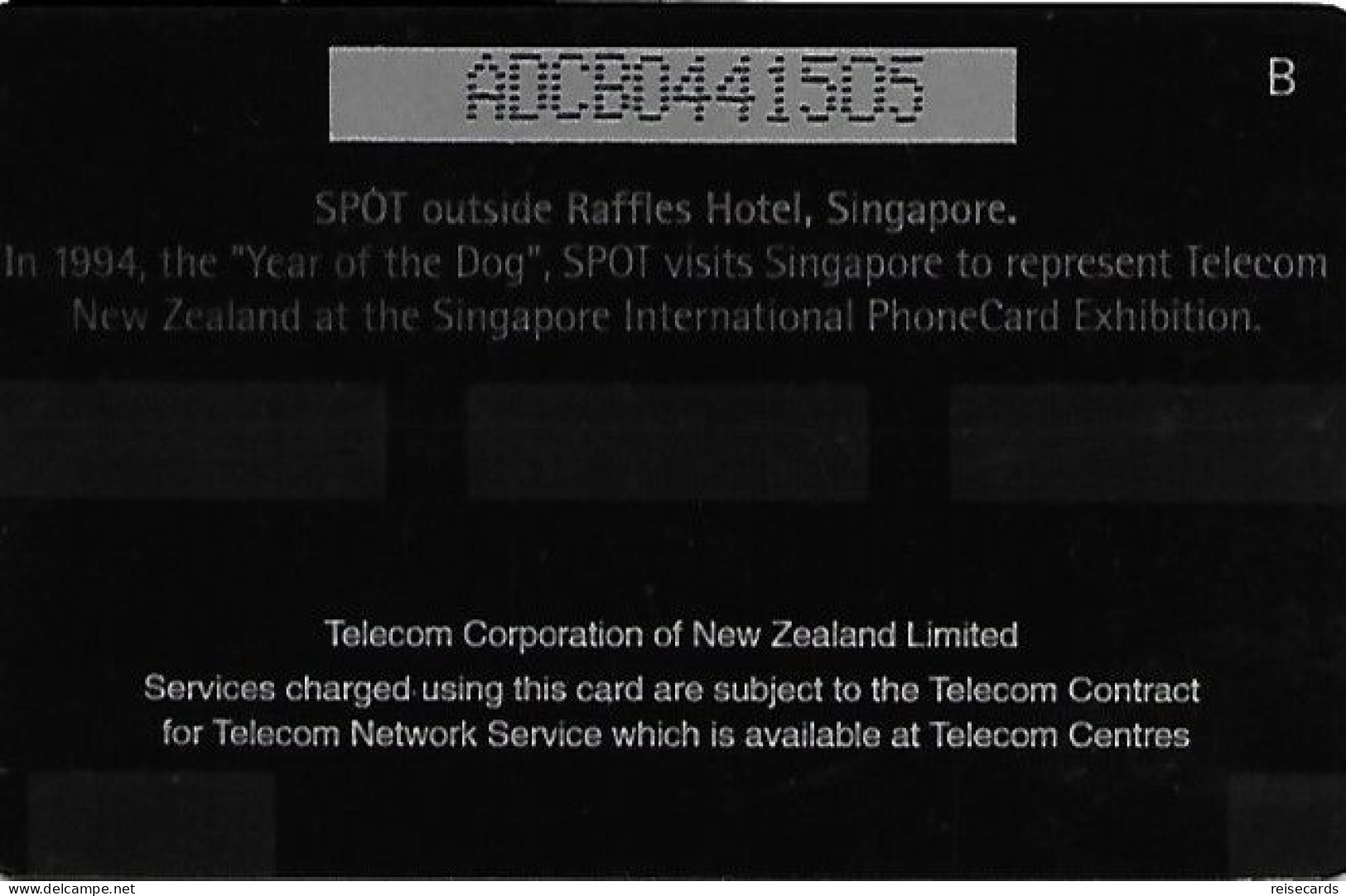 New Zealand: Telecom - 1994 Phonecard Exhibition Singapore 94, Spot Outside Raffles Hotel - Nueva Zelanda