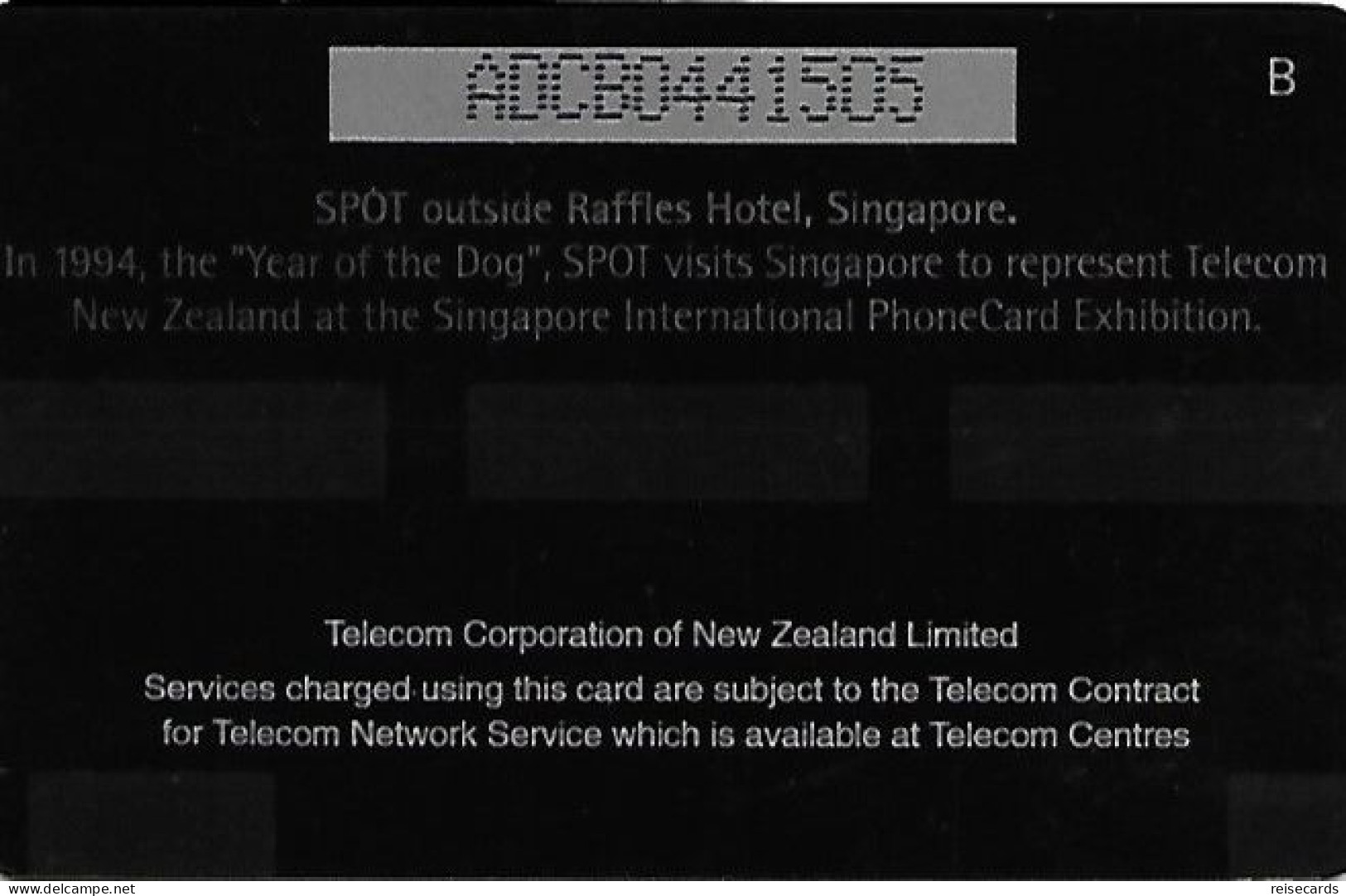 New Zealand: Telecom - 1994 Phonecard Exhibition Singapore 94, Spot Outside Raffles Hotel - Neuseeland