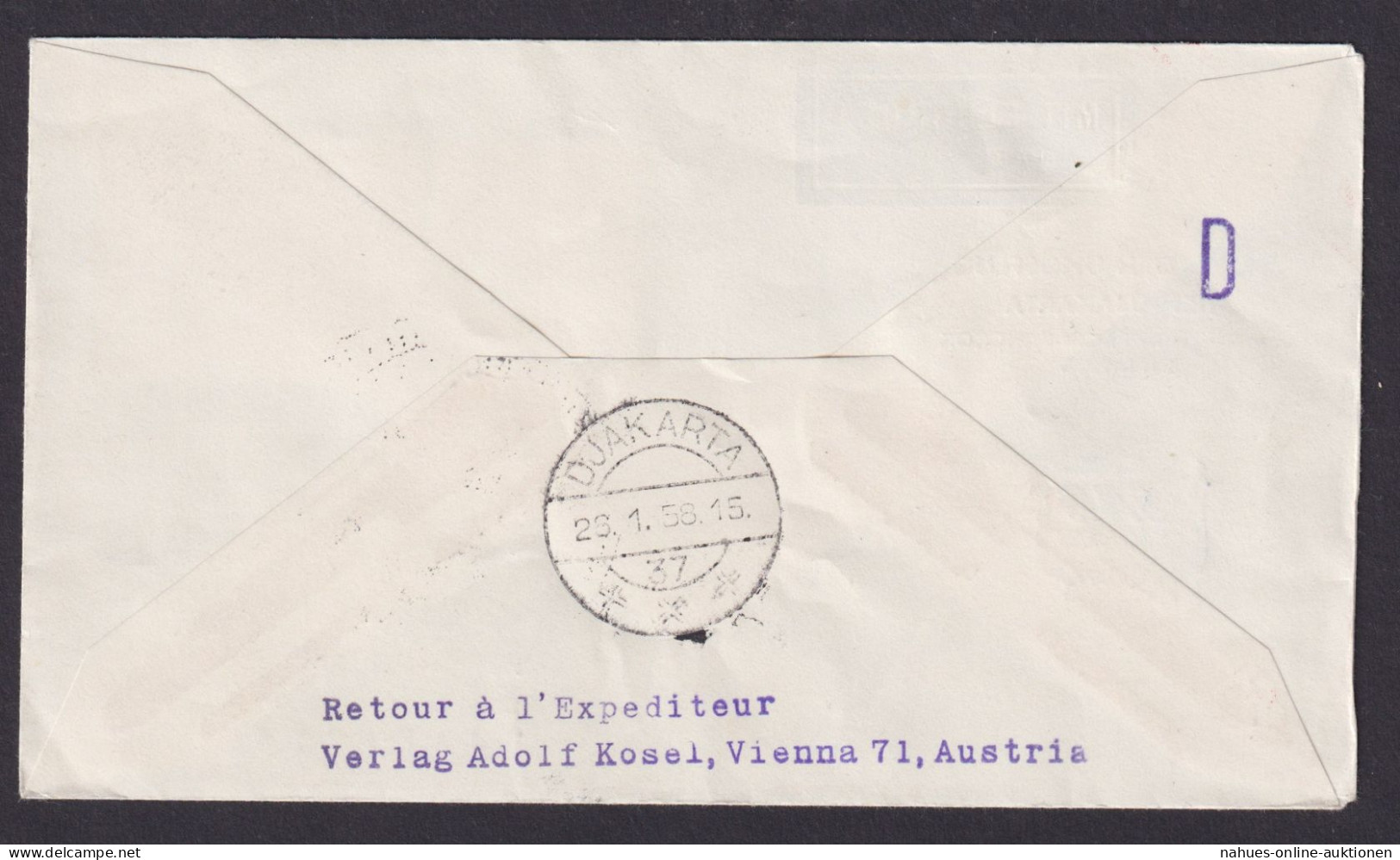 Flugpost Brief Air Mail SAS Eröffnungsflug Wien Djakarta Indonesien über Athen - Lettres & Documents