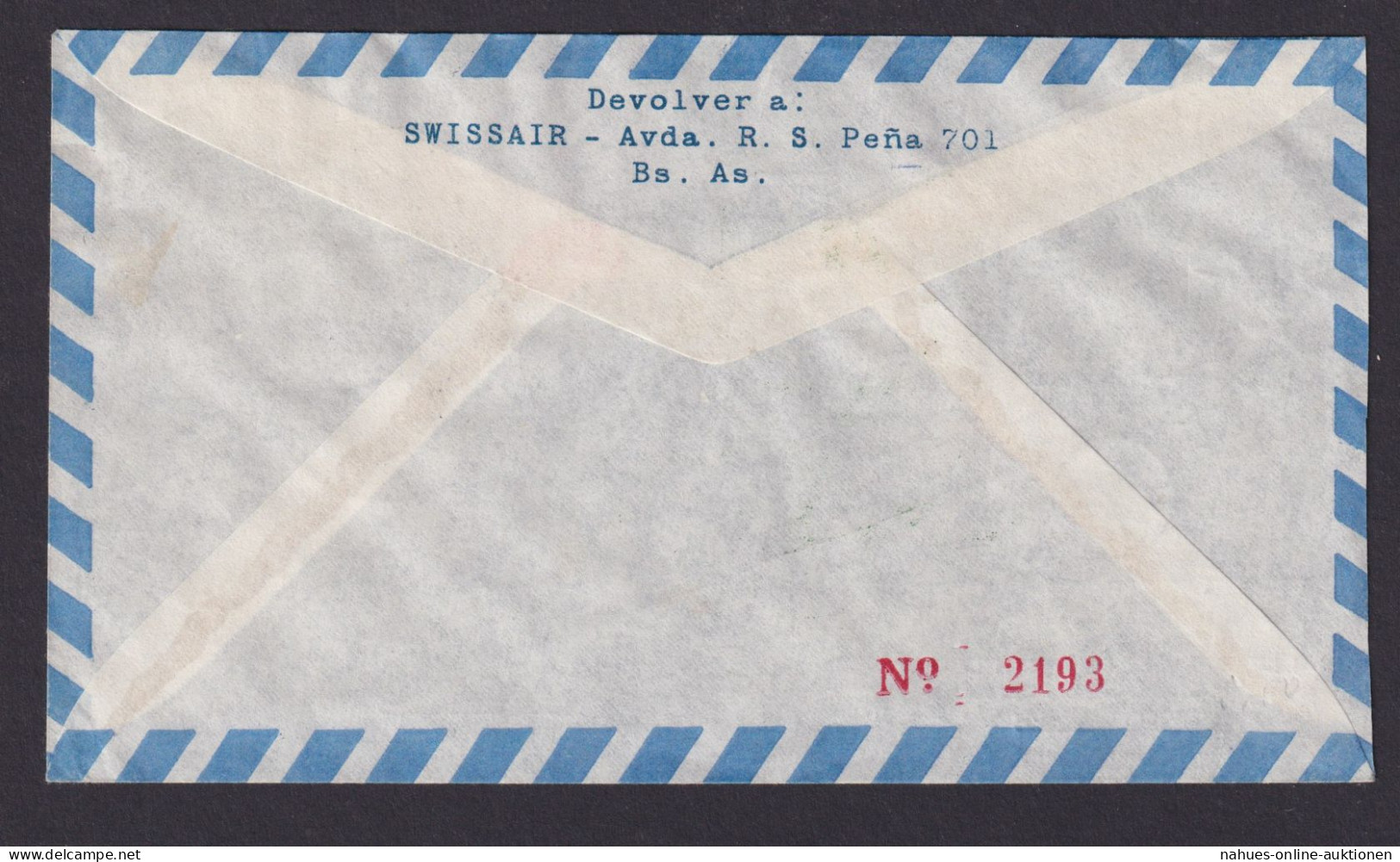 Flugpost Brief Air Mail Swissair Buenos Aires Argentinien Genf Schweiz - Briefe U. Dokumente