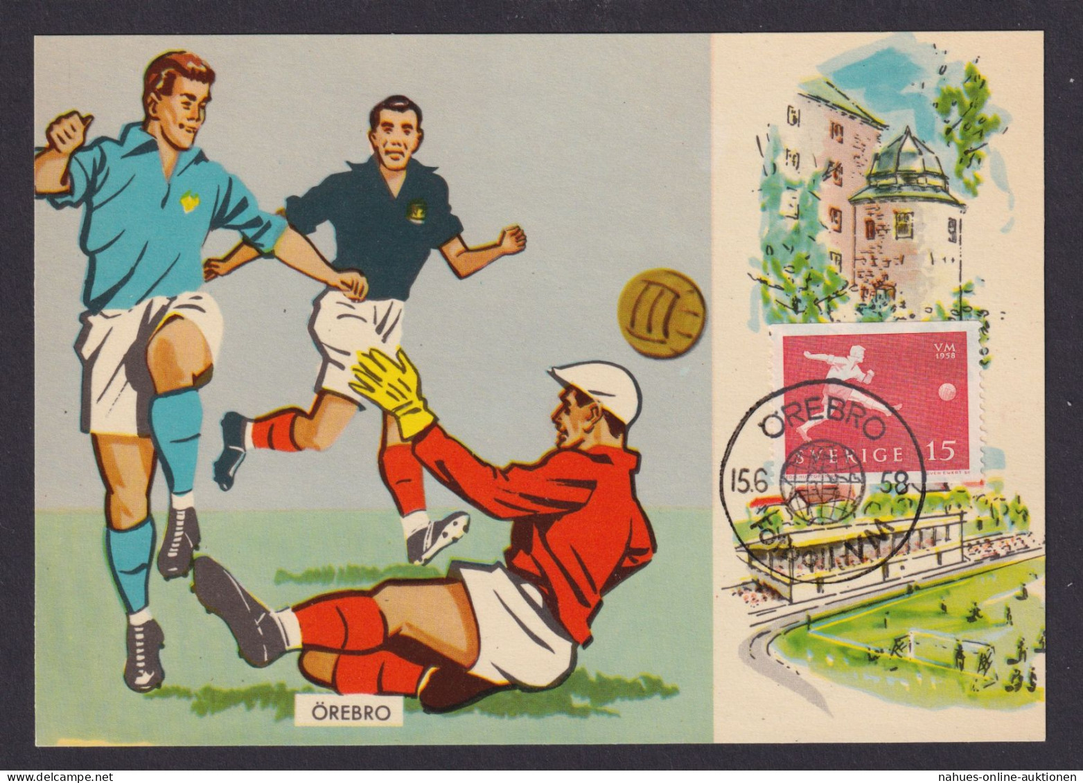 Sport Fußball WM Weltmeisterschaft Schweden Tolle Künstler Maximumkarte MK 1958 - Sonstige & Ohne Zuordnung