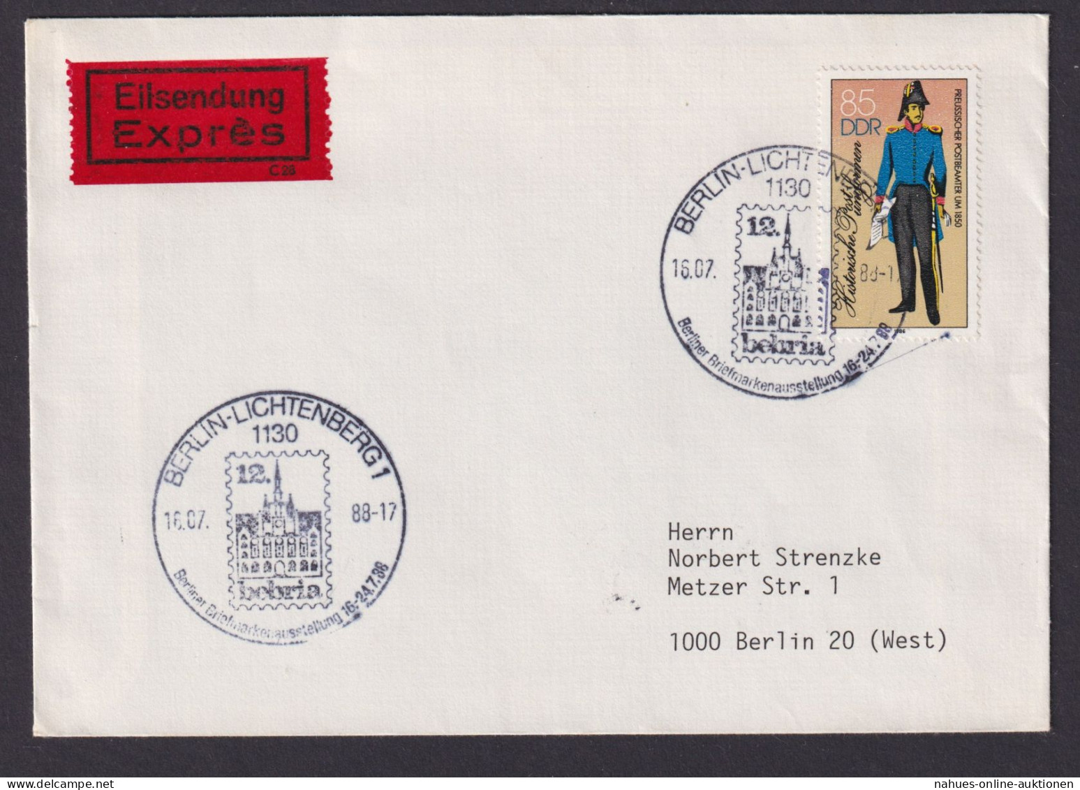 DDR Eilboten Brief EF 2999 Historische Post Uniformen Berlin Lichterfelde B. 20 - Storia Postale