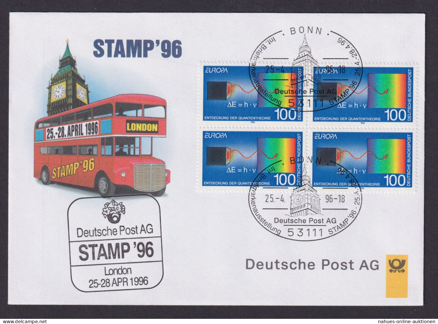 Philatelie Viererblock MEF Europa Briefmarkenausstellung Stamp 1996 London - Covers & Documents