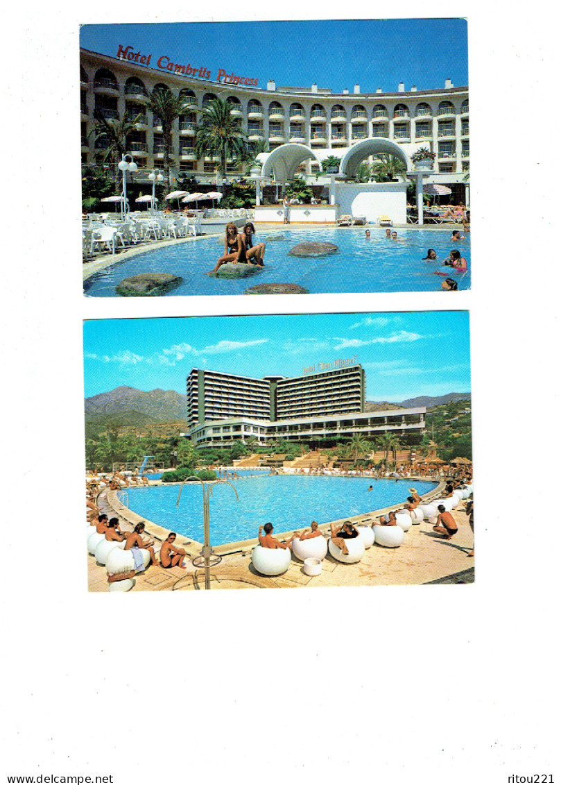 Lot 2 Cpm - Espagne - MABELLA HOTEL Don Miguel - HOTEL CAMBRILS Princess - Fauteuil Rond Piscine - Hotel's & Restaurants