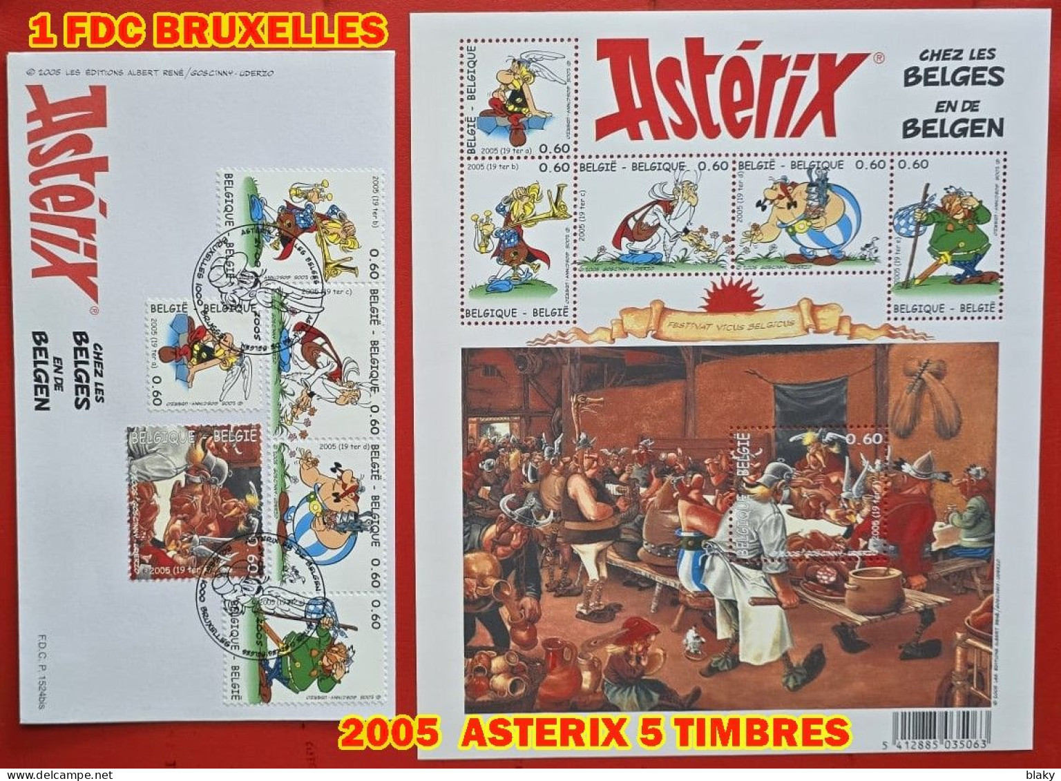2005  ASTERIX 5 TIMBRES 1 FDC BRUXELLES - 1999-2010