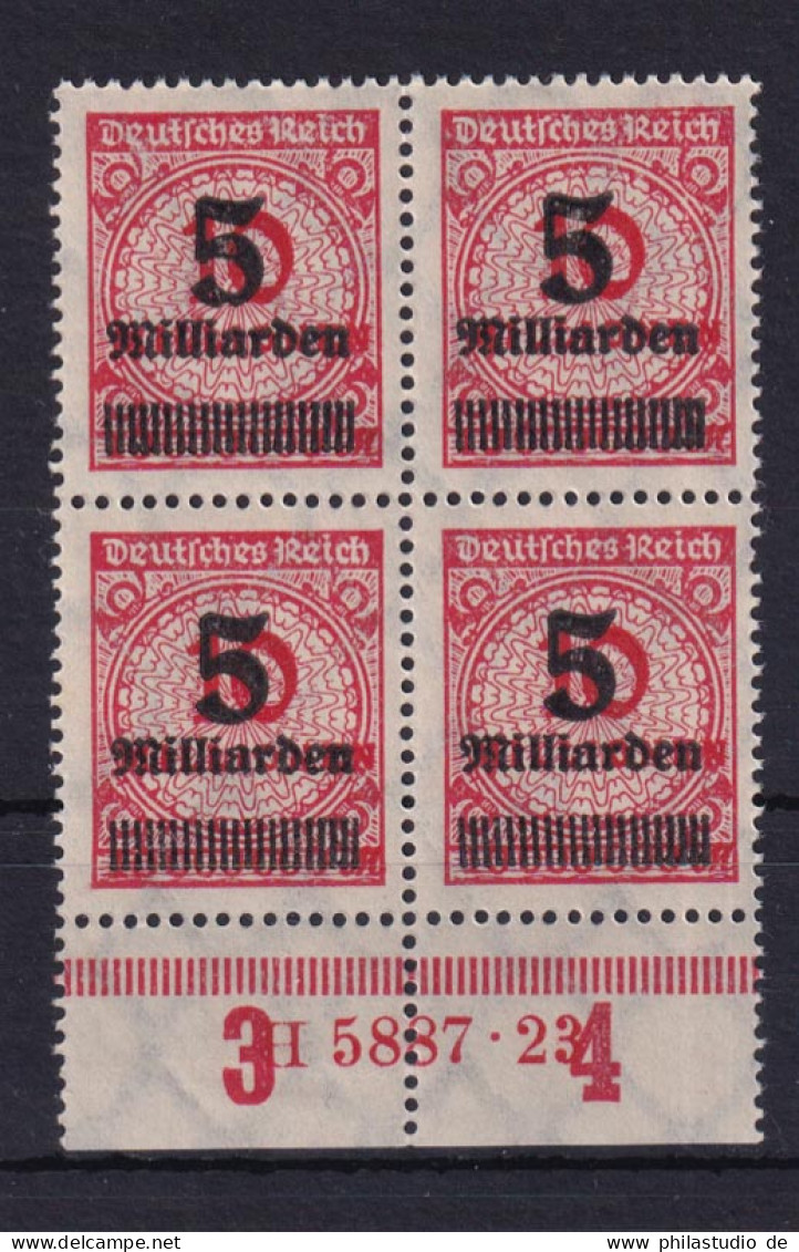 Deutsches Reich 334 AP Unterrand HAN 4er Block 5 Mrd M Auf 10 Mio M Postfrisch - Autres & Non Classés