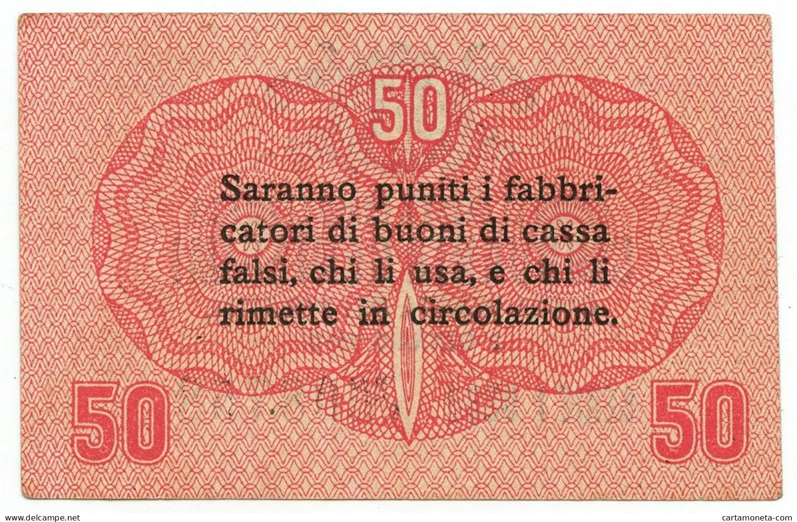 50 CENTESIMI CASSA VENETA DEI PRESTITI OCCUPAZIONE AUSTRIACA 02/01/1918 SPL - Besetzung Venezia