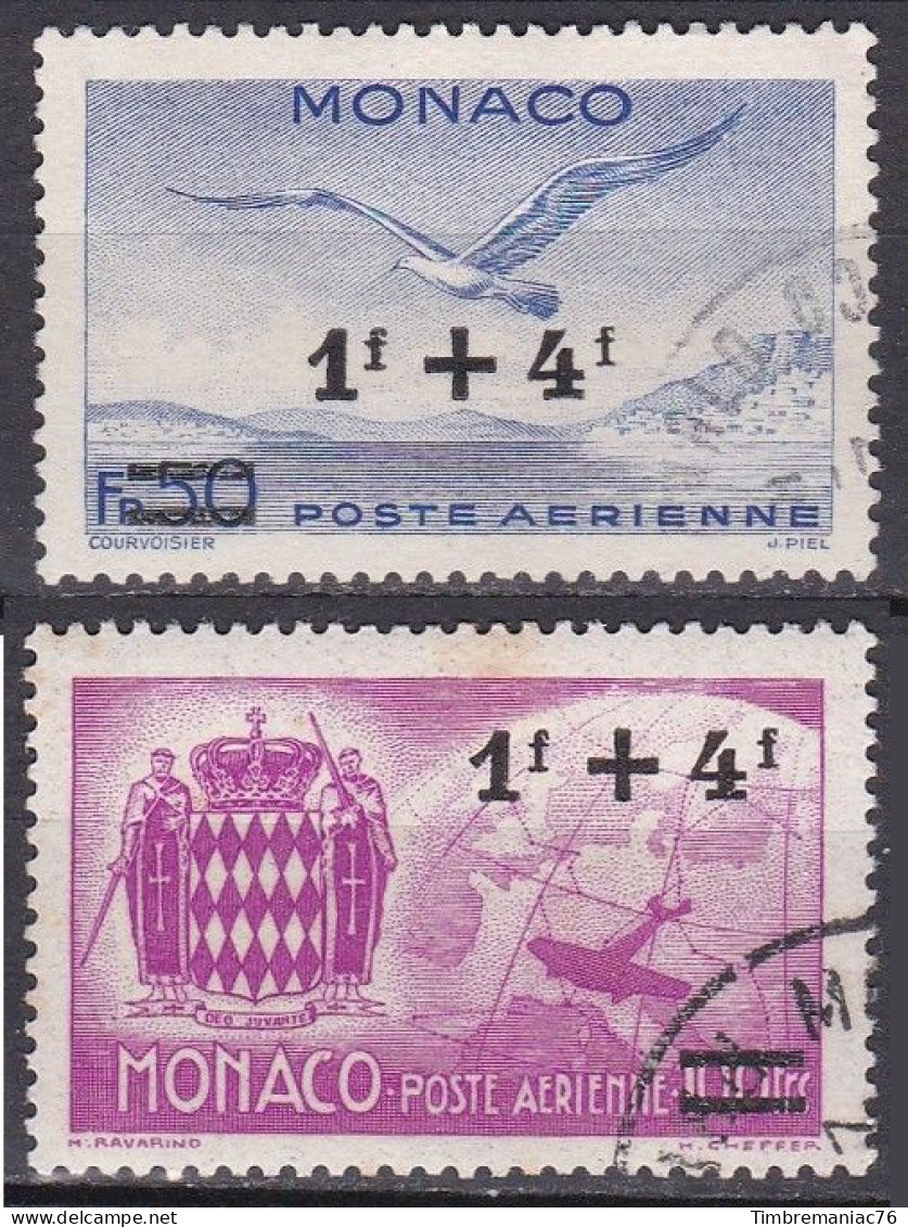 Monaco Poste Aérienne 1945 YT 11-12 Oblitérés - Airmail