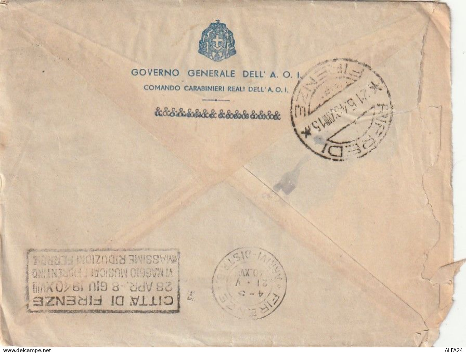 LETTERA 1940 C.50+25+L.1 ERITREA Con Contenuto (XT3505 - Eritrea