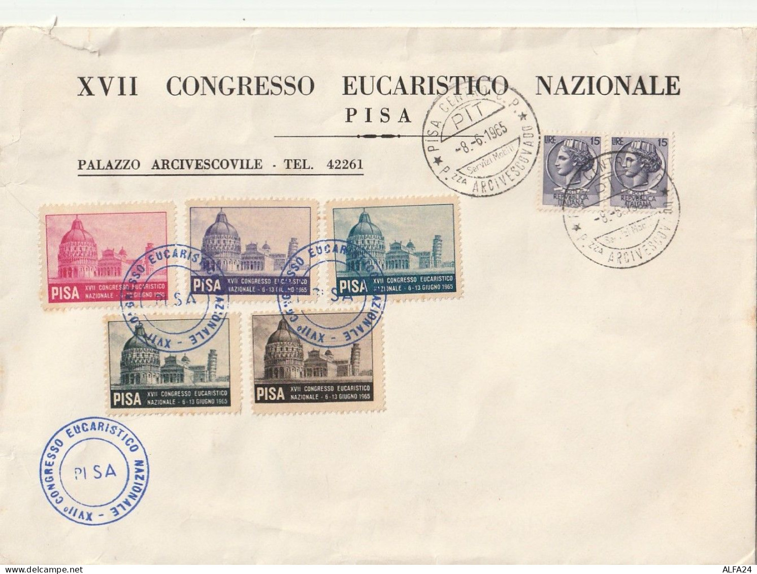 BUSTA 1965 2X15 + 5 ERINNOFILI CONGRESSO EUCARISTICO (XT3788 - 1961-70: Marcophilia