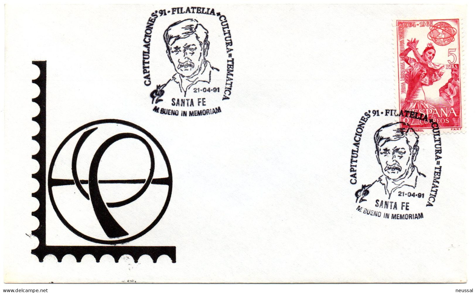 Carta Con Matasellos Commemorativo De  Capitulaciones Santa Fe - Storia Postale