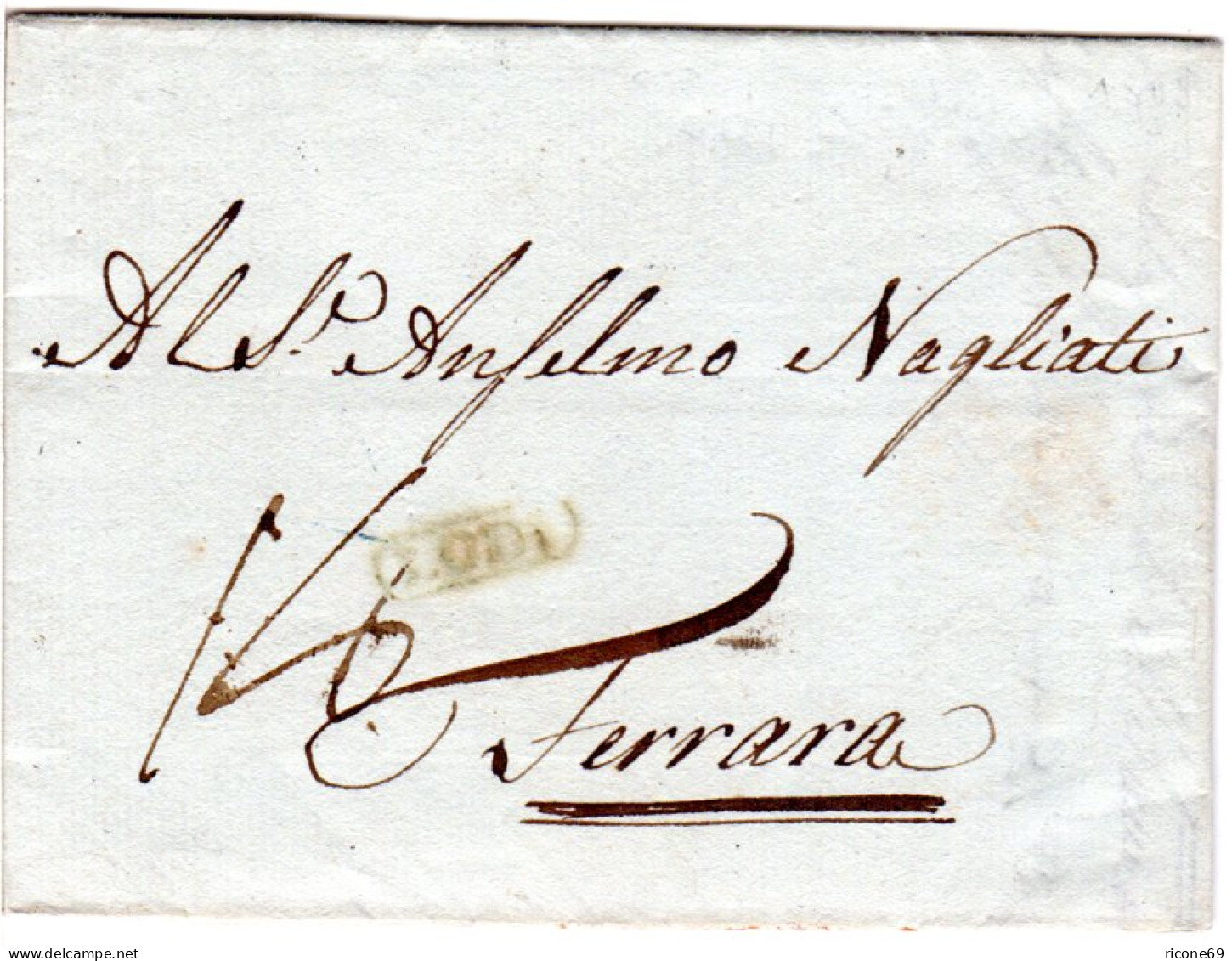 Italien Lombardei 1808, R1 LODI Auf Porto Brief N. Ferrara - Unclassified