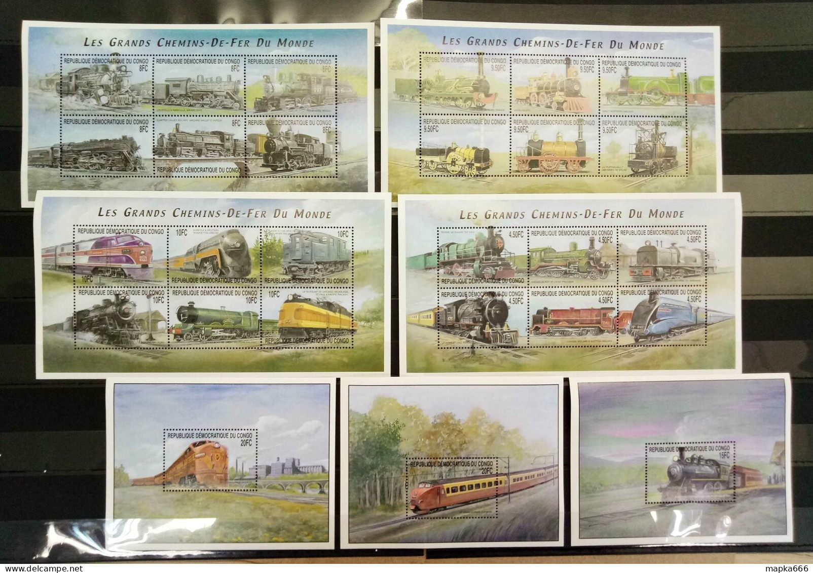 B1555 Congo Transport Trains The Great Railways Of The World !!! 4Kb+3Bl Mnh - Trains