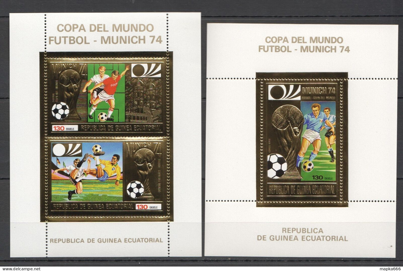 B0872 Guinea Ecuatorial ! Gold Munich 74 World Cup Football Kb+Bl Mnh - Autres & Non Classés