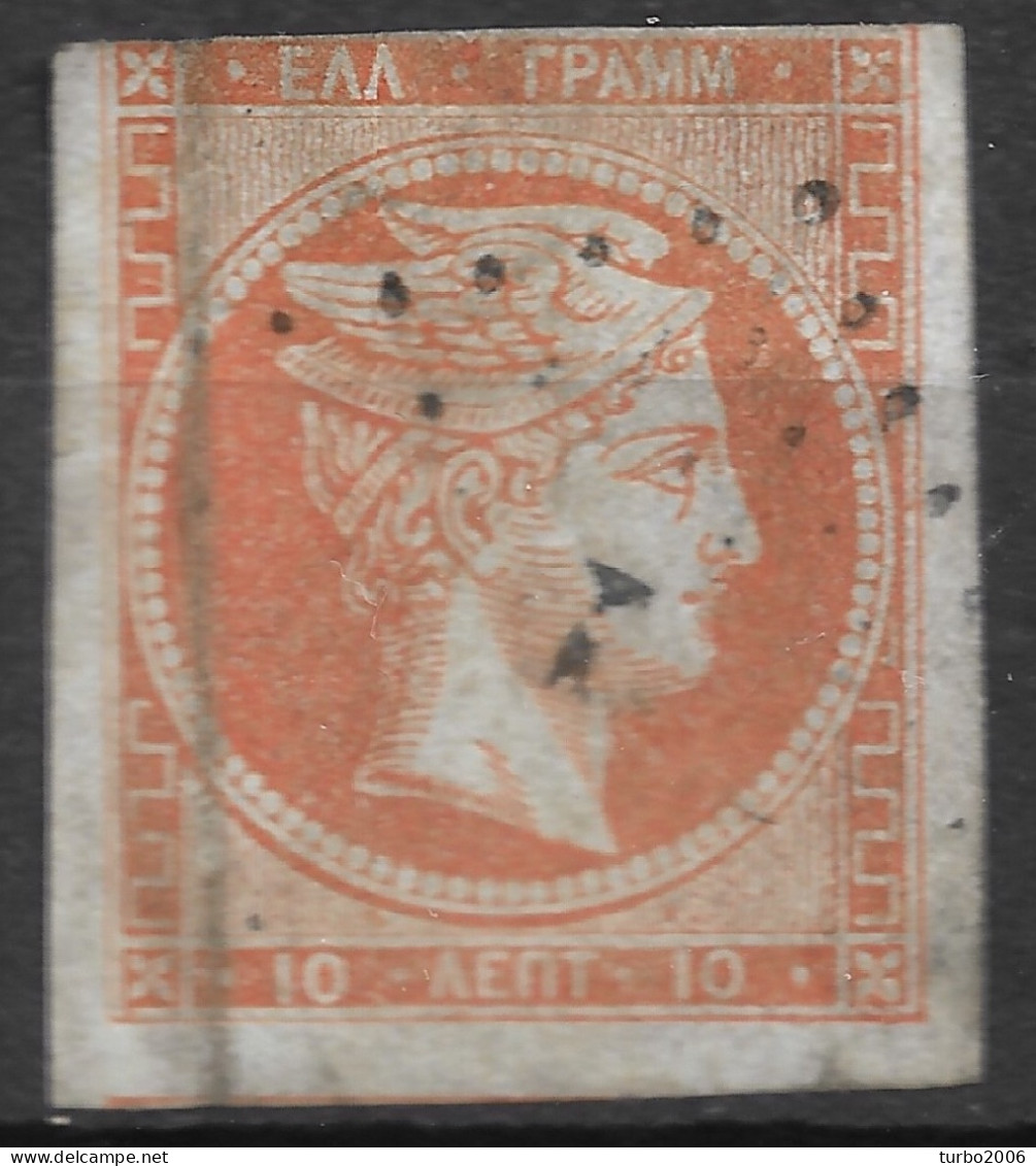 GREECE 1868-69 Large Hermes Head Cleaned Plates Issue 10 L Red Orange Vl. 38 / H 26 A Nb With Inverted 0 Position 74 - Gebruikt