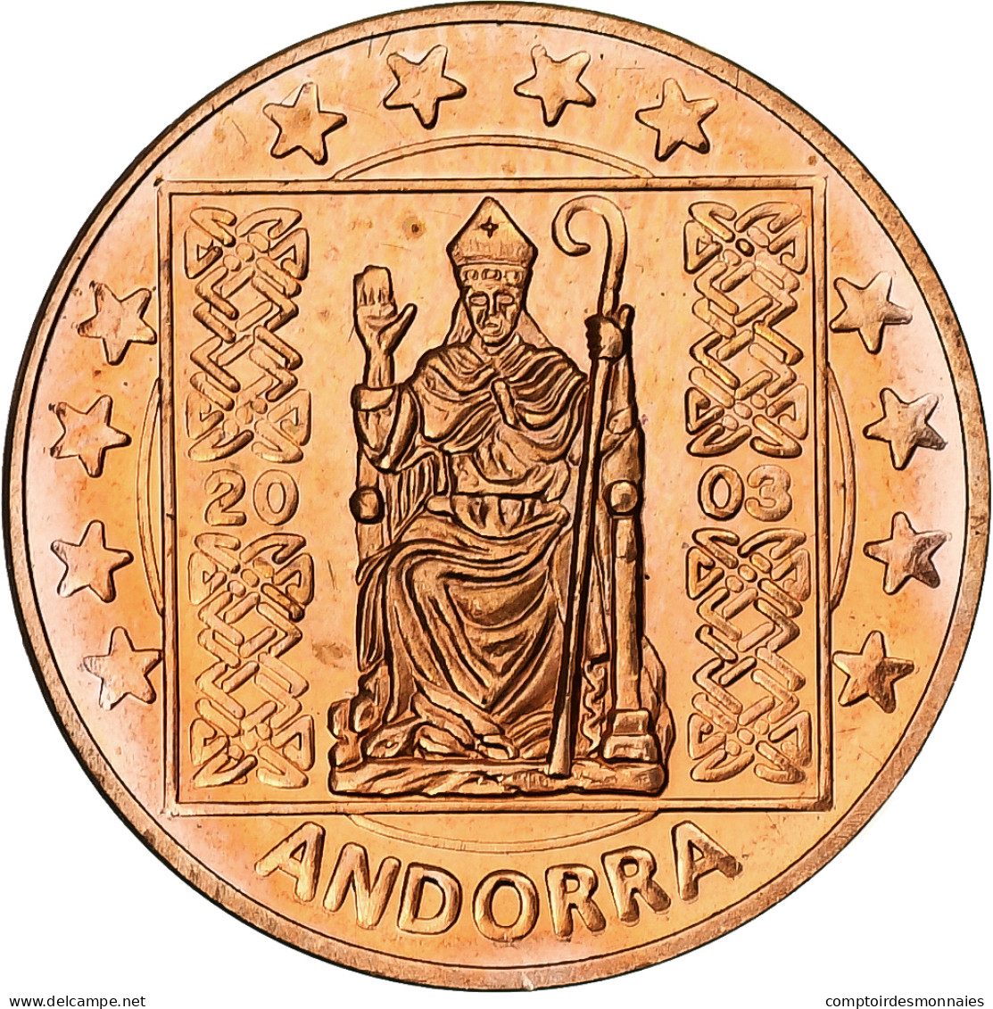 Andorre, 5 Euro Cent, Fantasy Euro Patterns, Essai-Trial, BE, 2003, Cuivre, FDC - Essais Privés / Non-officiels