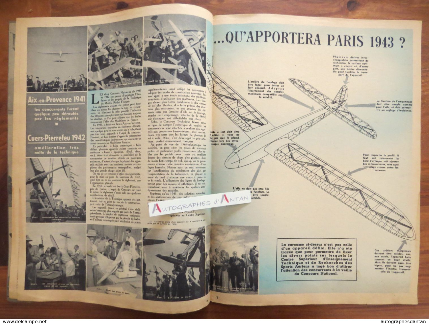 ● Air Sport 1943 Mouillard à Combegrasse - Roland Claudel - Concours Vichy Etc.- Revue Des Sports Aériens - Journal - Sonstige & Ohne Zuordnung