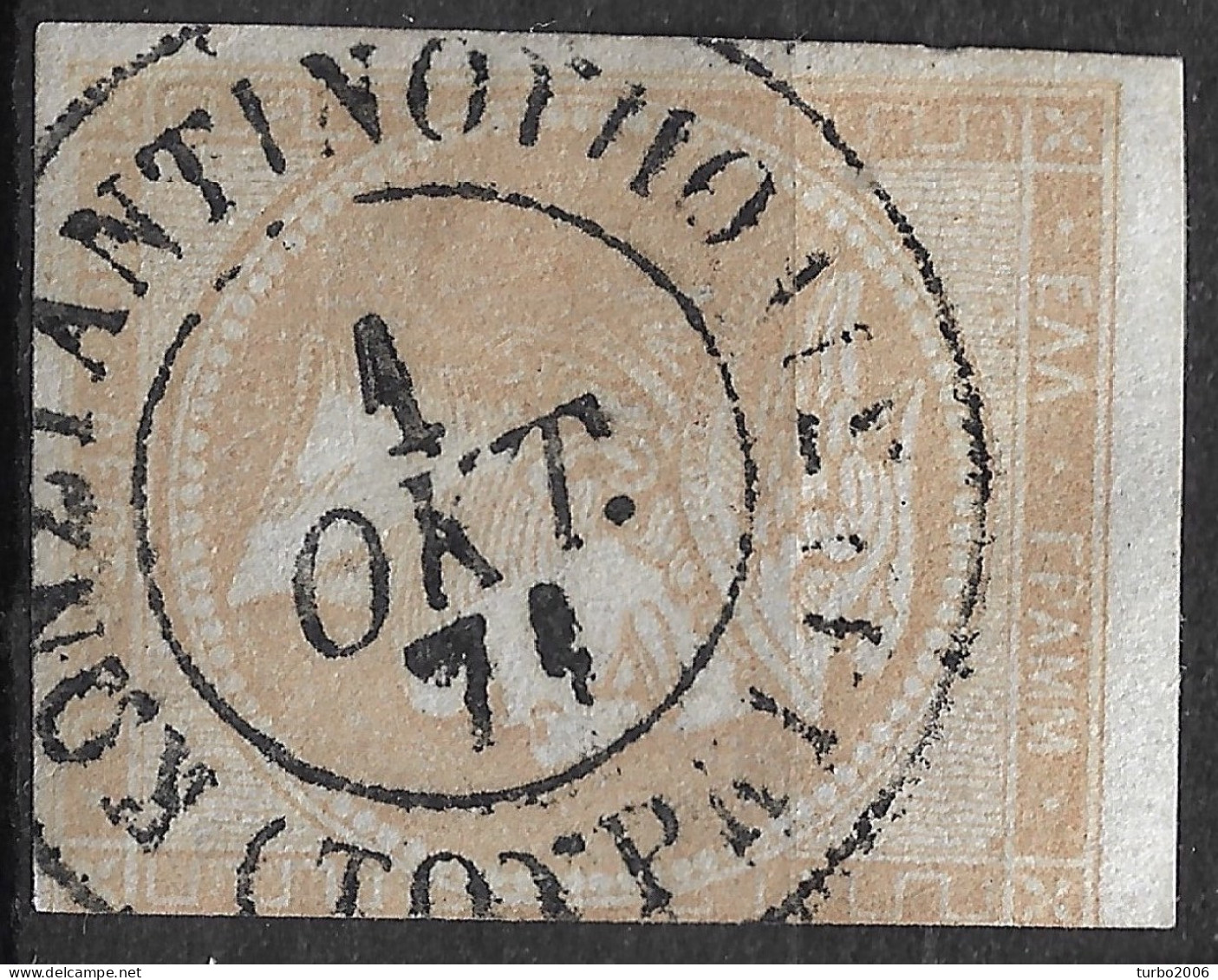 GREECE 1871-72  Large Hermes Paper Of Inferior Quality 40 L Yellow Bistre On Greenish Vl. 49 A / H 36 A CN Groom 23 A - Oblitérés