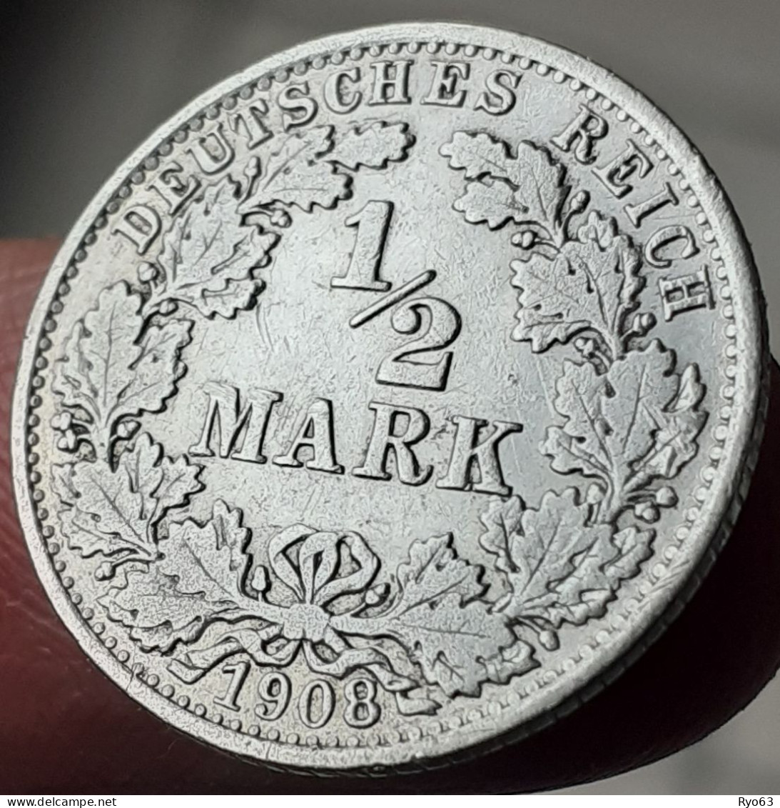 Monnaie 1/2 Mark 1908 A Wilhelm II Allemagne - 1/2 Mark