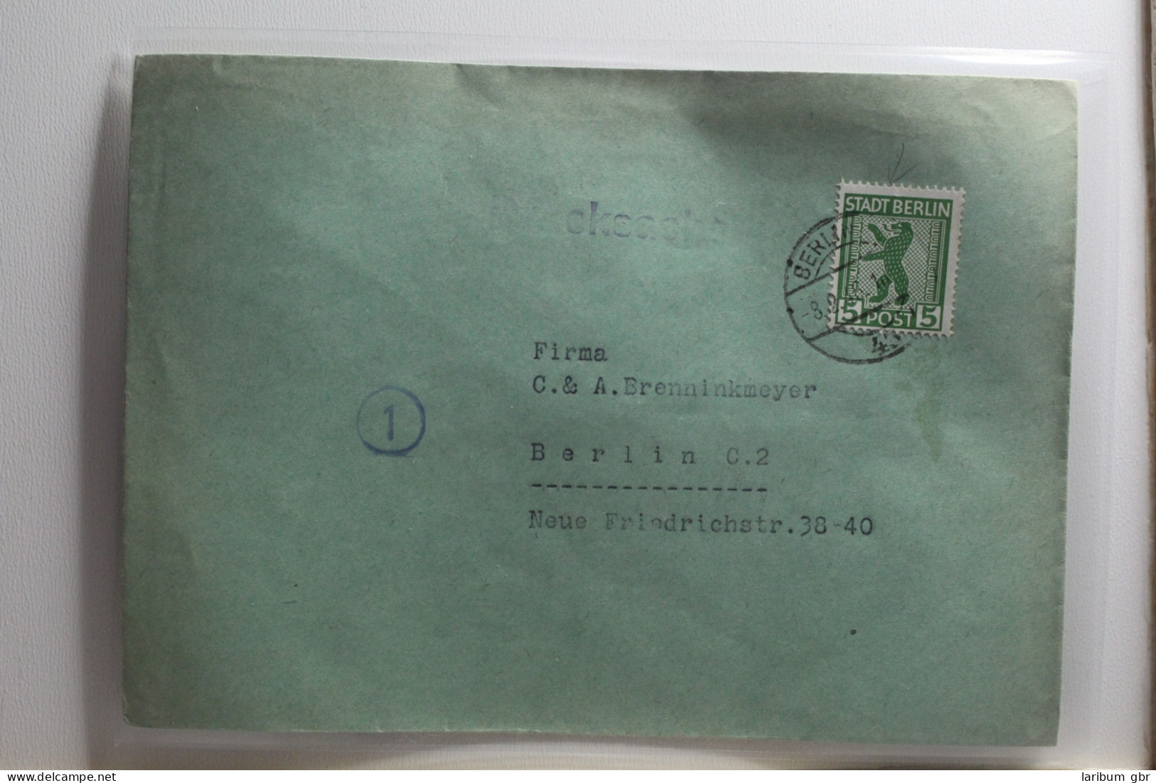 Berlin Und Brandenburg 1 Auf Brief Als Einzelfrankatur C&A Brenninkmeyer #BA385 - Berlin & Brandebourg