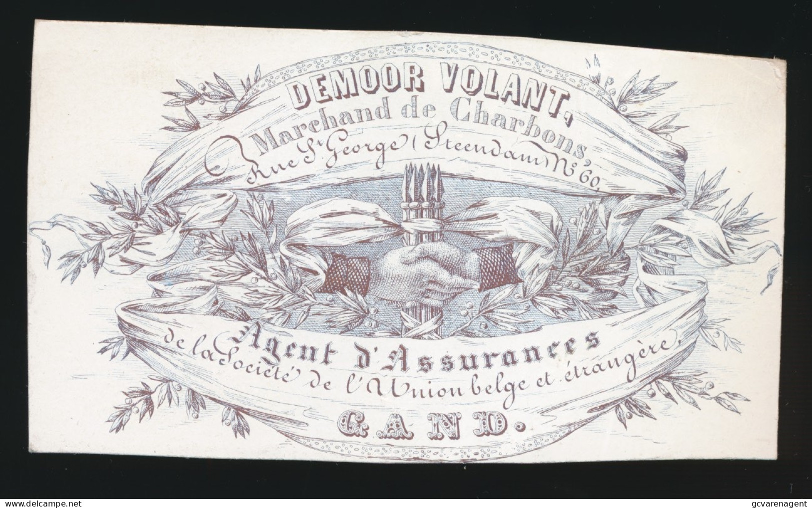 PORSELEINKAART , CARTE PORCELAINE = DEMOOR VOLANT MARCHAND DE CHARBONS STEENDAM 60 GAND  105 X 55 MM - Porcelana