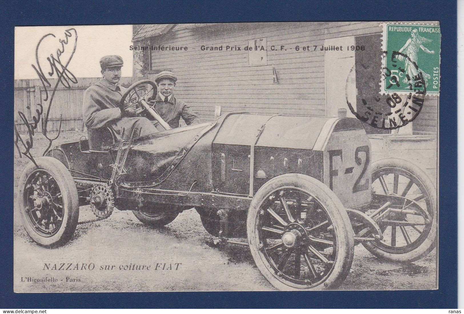 CPA Sport Voiture Automobile Circuit De La Seine Inférieure Nazarro Fiat Circulée - Sonstige & Ohne Zuordnung